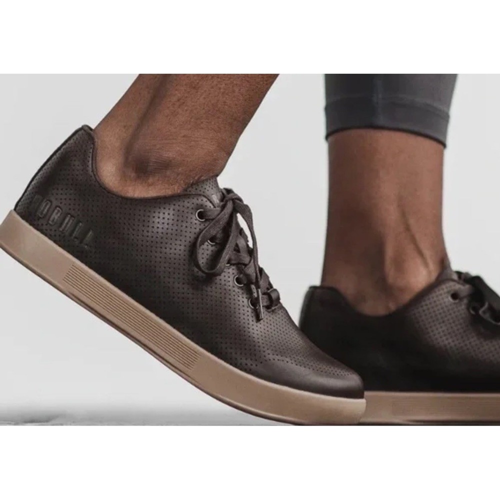 NOBULL LEATHER TRAINER SHOES Brown‎ Perforated Size 10